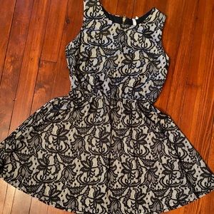 Black and white lace detailed dress